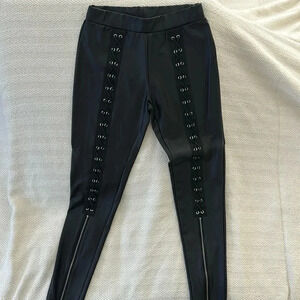 Faux Leather Laced Pants